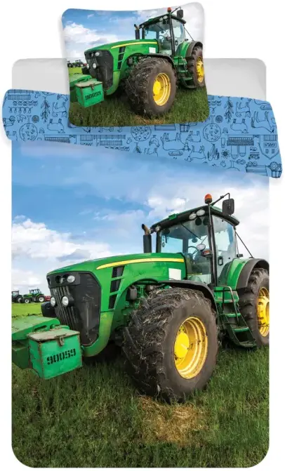 Good Morning Kinderdekbedovertrek Tractor Field - Groen - 140x200 cm - Katoen
