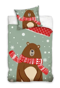 Kerst dekbedovertrek Beer met sjaal 140 x 200 cm (70 x 90 cm)