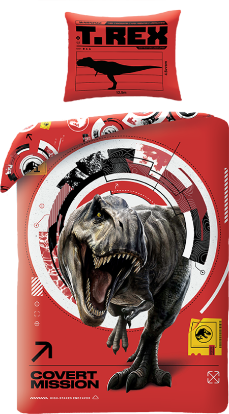 Jurassic World Dekbedovertrek rood 140 x 200 cm - polyester- 70 x 90 cm