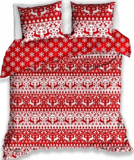 Carbotex Kerst Dekbedovertrek rood/wit 140 x 200 cm