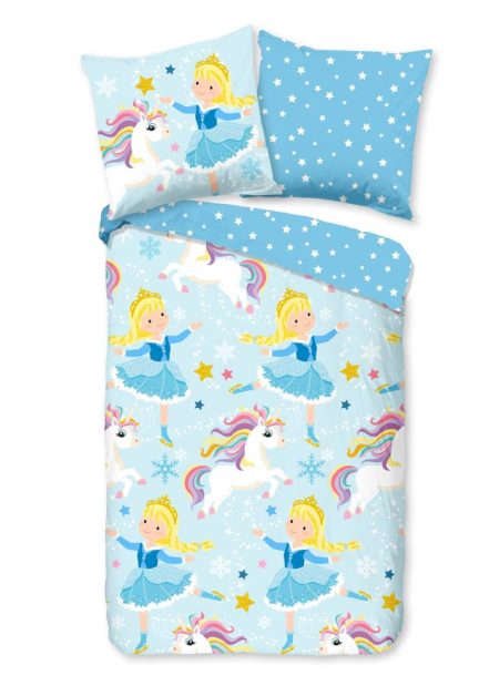 Good Morning Kinderdekbedovertrek "eenhoorns en prinsessen" - Multi - (135x200 cm) - Katoen Flanel