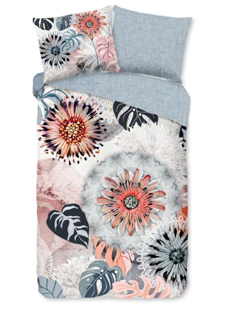 HIP Dekbedovertrek "mandala's en bladeren" - Grijs - (140x200/220 cm) - Katoen Flanel