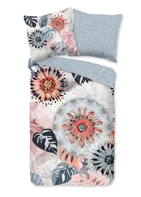 HIP Dekbedovertrek "mandala's en bladeren" - Grijs - (200x200 cm) - Katoen Flanel