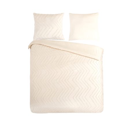 Pure Dekbedovertrek "luxe zizag biezen/ borduursels" - Wit - (200x200/220 cm) - Microfiber