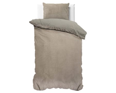 Sleeptime Velvet uni Taupe/Grijs 140 x 200/220 cm