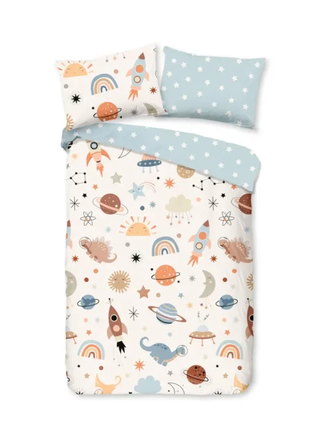 Good Morning Ledikant babydekbedovertrek "planeten" - Multi - (100x135 cm) - Katoen