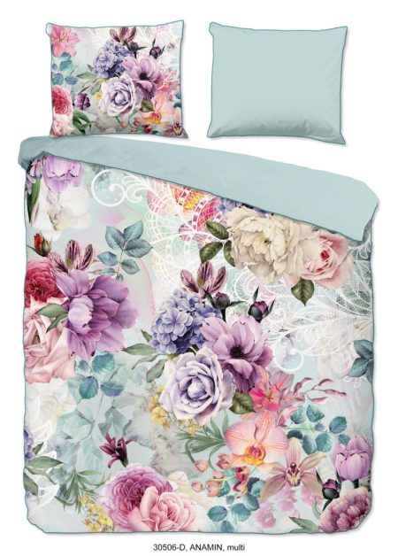 Descanso Dekbedovertrek "bloemen" - Multi - (240x200/220 cm) - Biologisch Katoen satijn