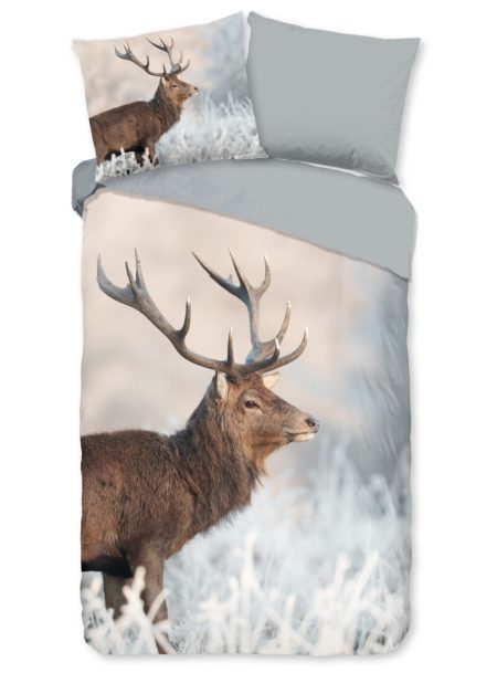 Good Morning Dekbedovertrek "rendier" - Grijs - (140x200/220 cm) - Katoen