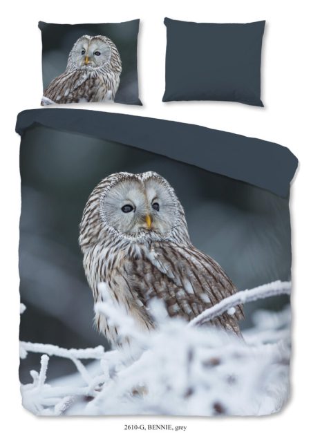 Good Morning Dekbedovertrek "uil" - Grijs - (140x200/220 cm) - Katoen