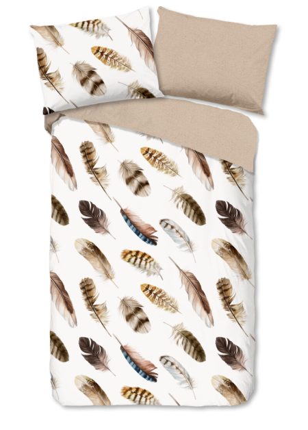 Good Morning Dekbedovertrek "veren" - Zand - (140x200 cm) - Katoen