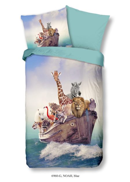 Good Morning Kinderdekbedovertrek "dieren" - Blauw - (135x200 cm) - Katoen