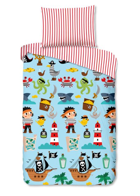 Good Morning Kinderdekbedovertrek "piraten/ zee thema" - Multi - (140x200 cm) - Katoen
