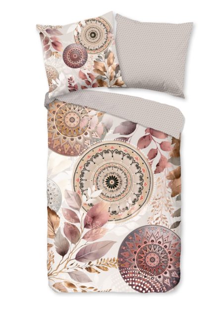 HIP Dekbedovertrek "mandalas & bladeren" - Grijs - (155x220 cm) - Katoen Satijn