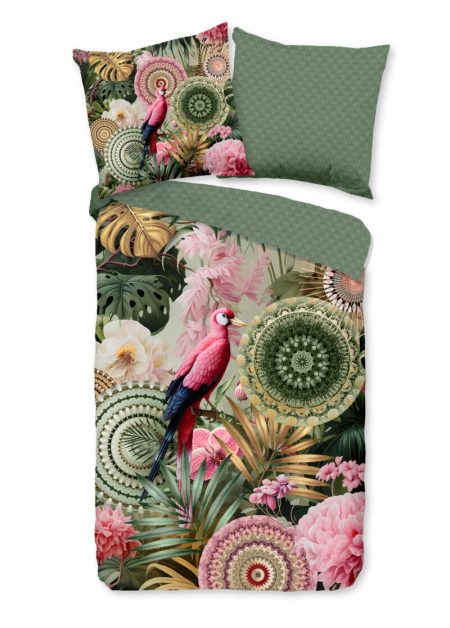 HIP Dekbedovertrek "mandalas, tropisch, bloemen" - Groen - (135x200 cm) - Katoen Satijn