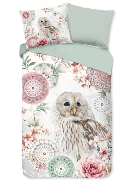 HIP Dekbedovertrek "mandalas & uil" - Wit - (140x200/220 cm) - Katoen Flanel