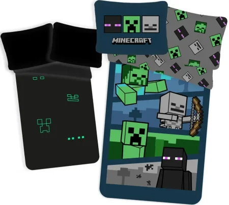 Minecraft Monsters Glow in the dark Dekbedovertrek 140 x 200 cm - Katoen