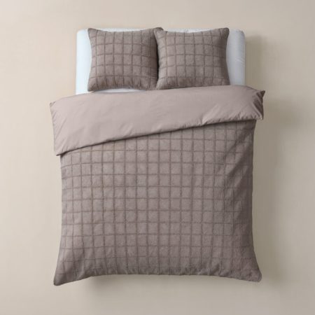 Sleeptime Faux Fur Check Taupe 200x200/220 cm