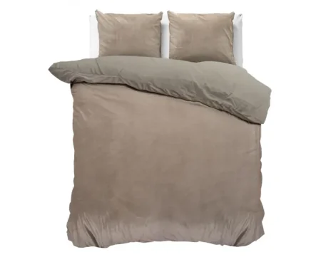 Sleeptime Velvet Uni Dekbedovertrek Taupe 140 x 220 cm