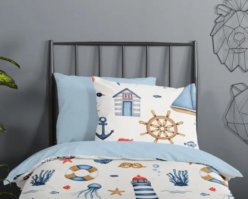 Good Morning Ledikant babydekbedovertrek "maritiem" - Blauw - (100x135 cm) - Katoen - Afbeelding 3
