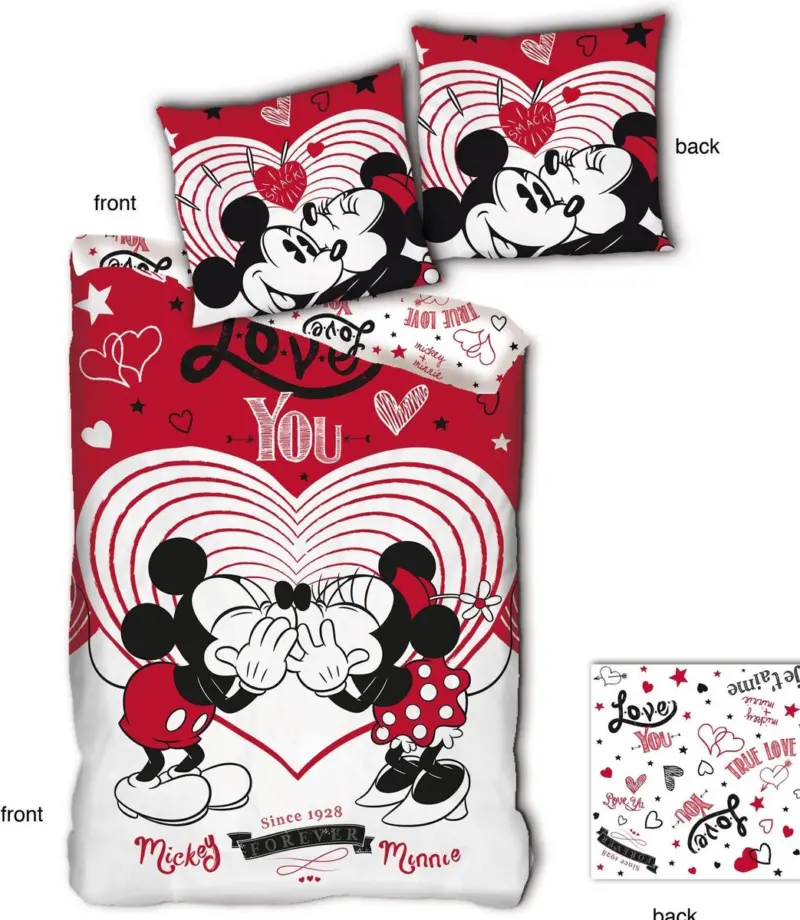 Disney Minnie Mouse Dekbedovertrek Love You- 140 x 200 cm - Polyester - Afbeelding 2