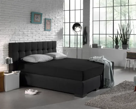 Dreamhouse Enkel Jersey 135 gr. Hoeslaken Zwart 190/200 x 200/220 cm