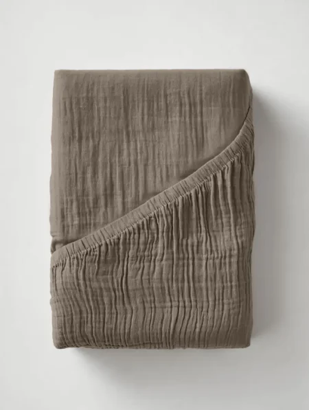 Dreamhouse Hoeslaken Mousseline Taupe 90 x 200 + 30 cm