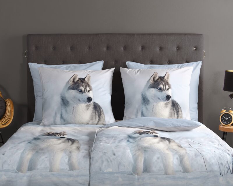 Good Morning Dekbedovertrek "husky hond" - Blauw - (135x200 cm) - Katoen - Afbeelding 3