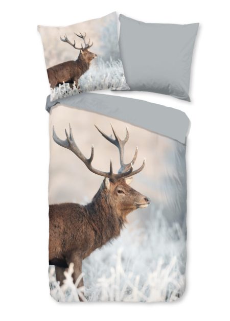 Good Morning Dekbedovertrek "rendier" - Grijs - (135x200 cm) - Katoen