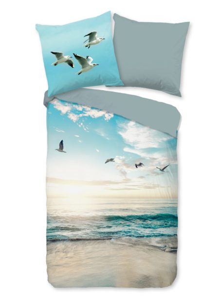 Good Morning Dekbedovertrek "strand/ zee" - Aqua - (135x200 cm) - Katoen