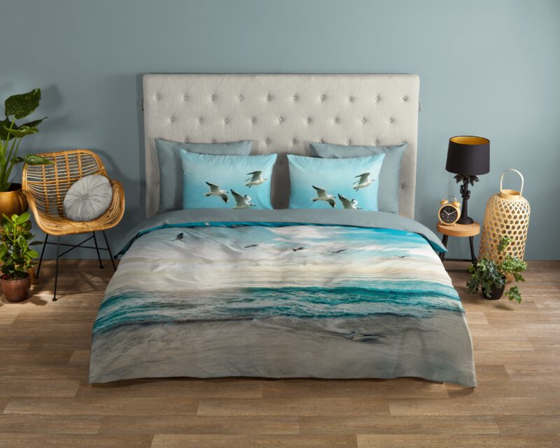 Good Morning Dekbedovertrek "strand/ zee" - Aqua - (140x200/220 cm) - Katoen - Afbeelding 2