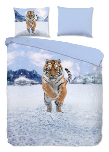 Good Morning Dekbedovertrek "tijger in de sneeuw" - Multi - (240x200/220 cm) - Katoen Flanel