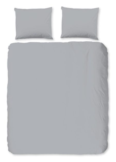 Good Morning Dekbedovertrek "uni dessin" - Zilver - (200x200/220 cm) - Katoen Flanel