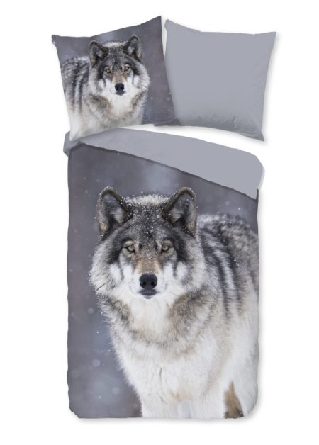 Good Morning Dekbedovertrek "wolf" - Grijs - (135x200 cm) - Katoen Flanel