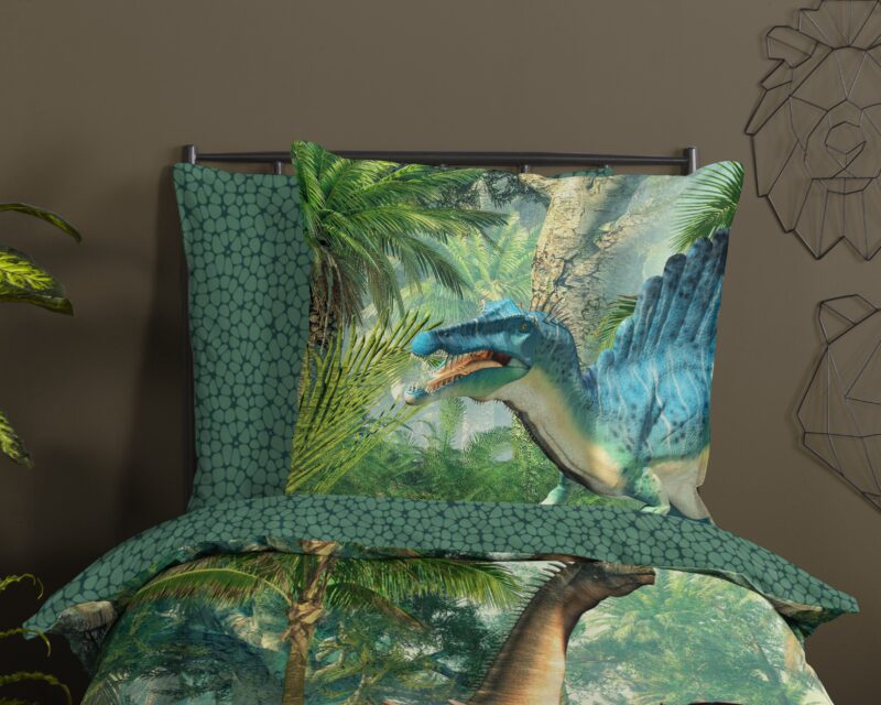 Good Morning Kinderdekbedovertrek "dinosaurussen" - Groen - (135x200 cm) - Katoen - Afbeelding 3