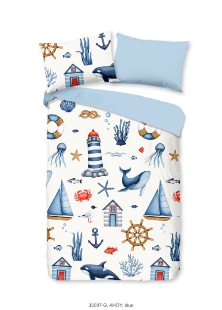 Good Morning Kinderdekbedovertrek "maritiem" - Blauw - (140x200/220 cm) - Katoen