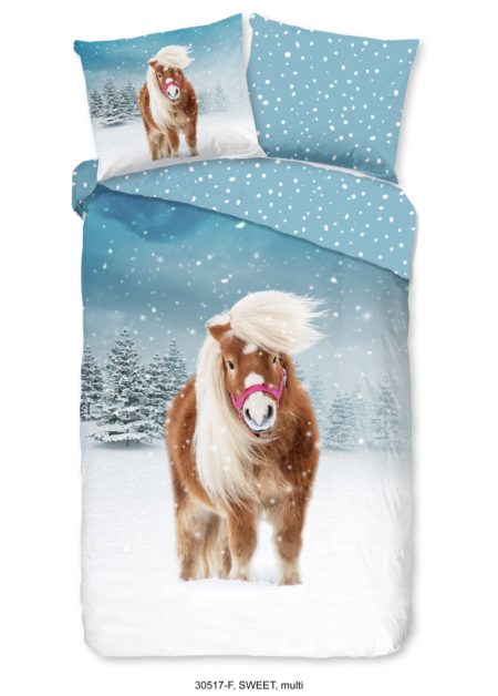Good Morning Kinderdekbedovertrek "paard in de sneeuw" - Multi - (140x200/220 cm) - Katoen Flanel