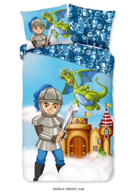 Good Morning Kinderdekbedovertrek "ridder met kasteel en draak" - Multi - (140x200/220 cm) - Katoen
