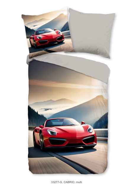 Good Morning Kinderdekbedovertrek "rode sportieve auto" - Multi - (135x200 cm) - Katoen