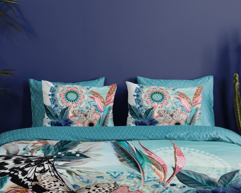 HIP Dekbedovertrek "mandala's en bloemen" - Aqua - (140x200/220 cm) - Katoen Satijn - Afbeelding 3