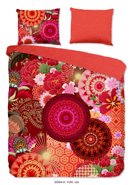 HIP Dekbedovertrek "mandala's en bloemen" - Rood - (140x200/220 cm) - Katoen Satijn