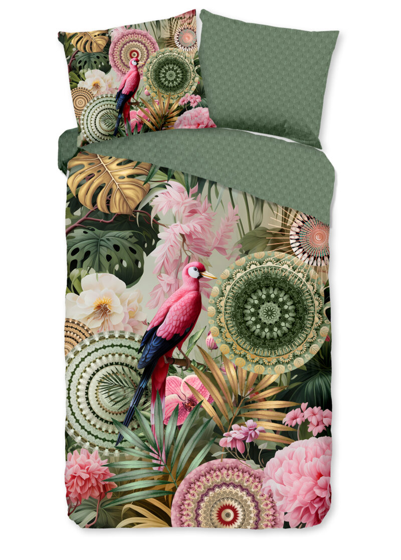 HIP Dekbedovertrek "mandalas, tropisch, bloemen" - Groen - (140x200/220 cm) - Katoen Satijn