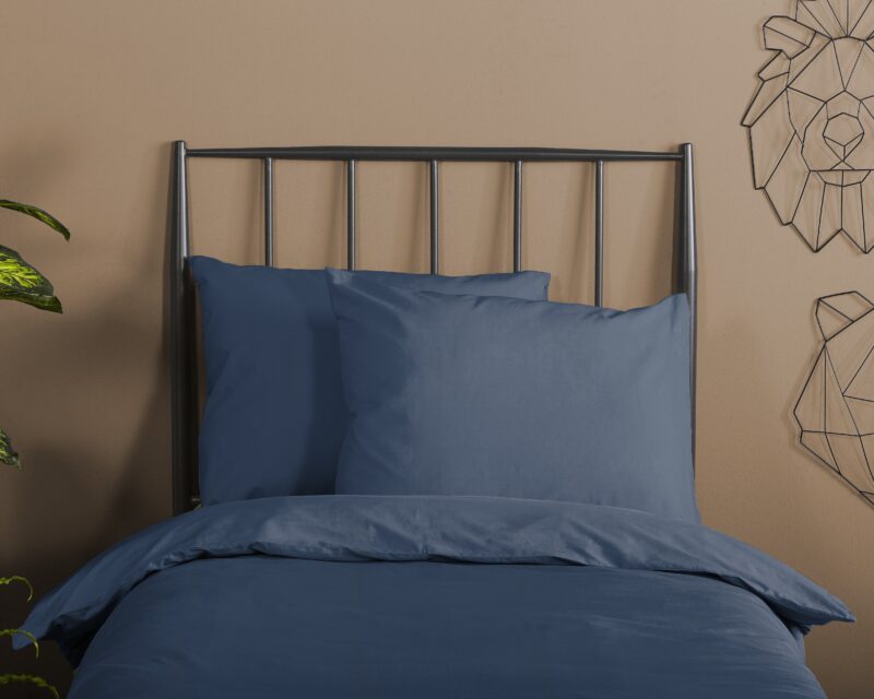 HIP Dekbedovertrek "uni dessin" - Blauw - (140x200/220 cm) - Katoen Satijn - Afbeelding 3