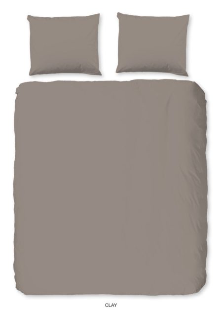 HIP Dekbedovertrek "uni dessin" - Taupe - (140x200/220 cm) - Katoen Satijn