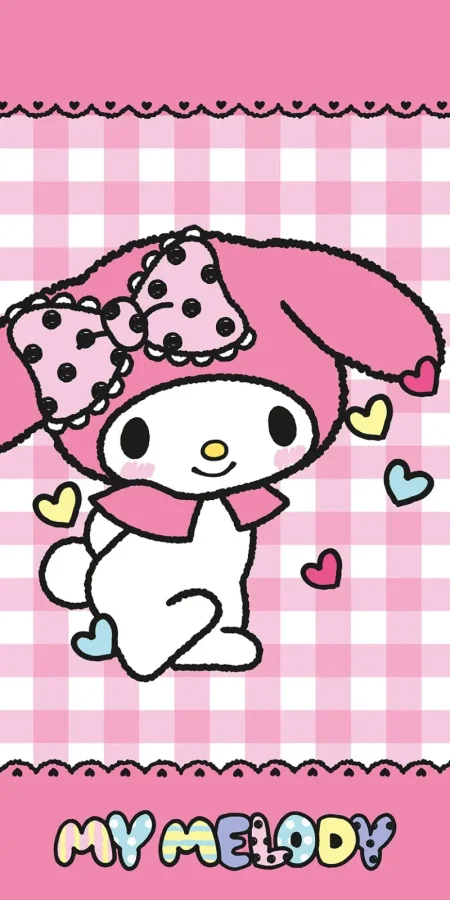 Hello Kitty handdoek roze  70 x 140 cm