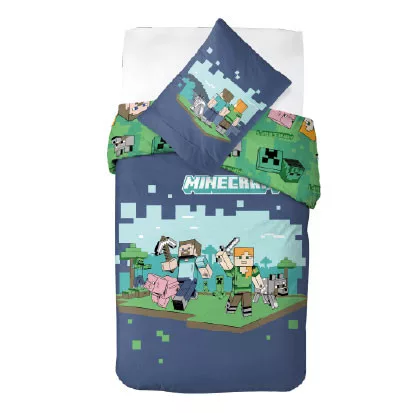 Minecraft Dekbedovertrek play 140 x 200 cm - Katoen (70 x 90 cm)