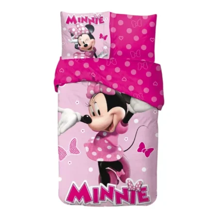 Minnie Mouse Dekbedovertrek Pink - 140 x 200 cm - Katoen - 65 x 65 cm