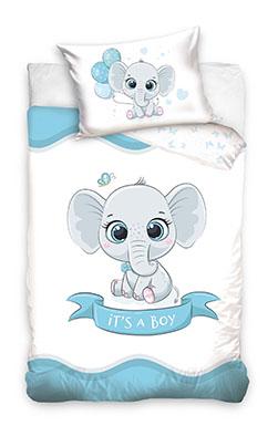 Olifant BABY Dekbedovertrek blauw - 90 x 120 cm - Katoen