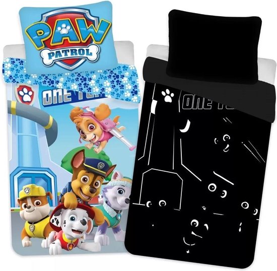 Paw Patrol Dekbedovertrek Glow in the dark Pups 140 x 200 cm - 70 x 90 cm - Afbeelding 2