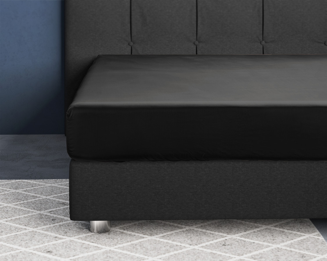 Primaviera Deluxe Satijnen Hoeslaken Zwart 200 x 220 cm