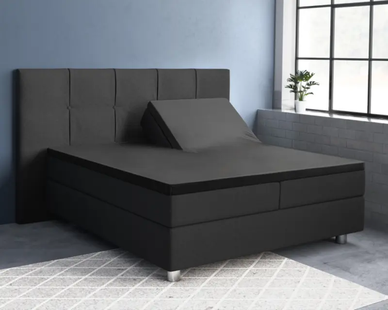 Primaviera Deluxe Splittopper Satijn Hoeslaken Zwart 180 x 220 cm - Afbeelding 2